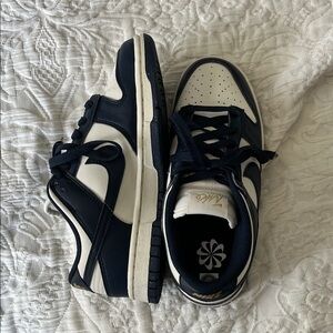 Navy and White Nike dunks